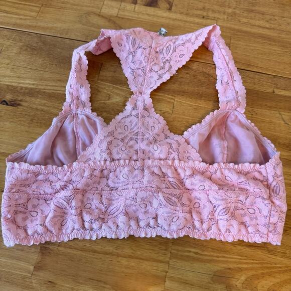 Intimately Free People Galloon Pink Lace Racerback Bralette Bra Size Medium - Picture 5 of 5